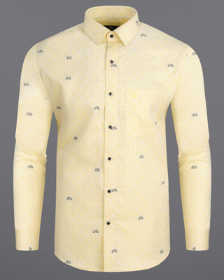 french crown Men Printed Casual Yellow Shirt
