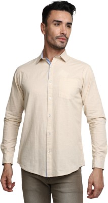 V-MART Men Solid Casual Cream Shirt