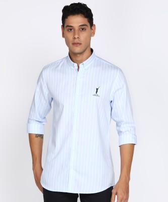 PETER ENGLAND Men Striped Casual Light Blue Shirt