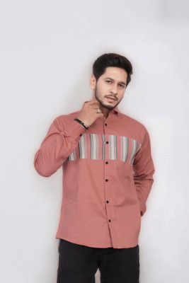 U AND J TREND Men Printed Casual Pink Shirt
