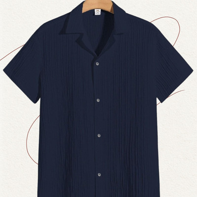 A DEEMOON Men Solid Formal Gold Shirt