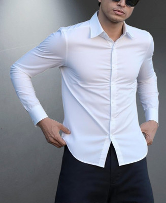 SID FAB Men Solid Casual White Shirt