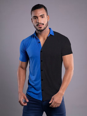 tfurnish Men Self Design Casual Blue, Black Shirt
