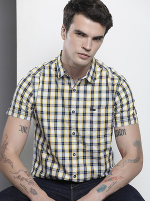 The Indian Garage Co. Men Checkered Casual Dark Blue Shirt