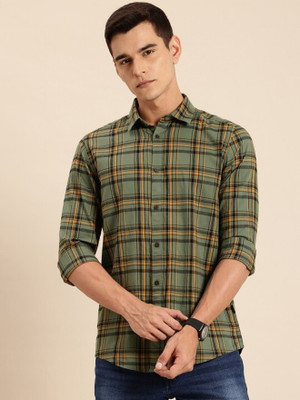 BEING HUMAN Men Checkered Casual Green Shirt
