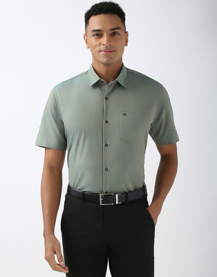 PETER ENGLAND Men Self Design Formal Green Shirt