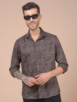 CRIMSOUNE CLUB Men Floral Print Casual Grey Shirt