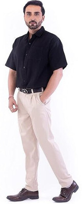 DESHBANDHU KHADI Men Solid Formal Black Shirt