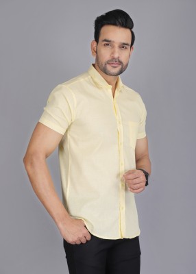 Wristy Men Solid Casual Yellow Shirt