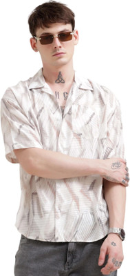 Estilocus Men Self Design Casual Brown Shirt