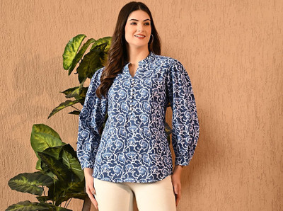 Rewaz Women Self Design Casual Blue Shirt