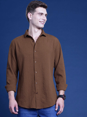 MAA UMA Men Printed Casual Brown Shirt