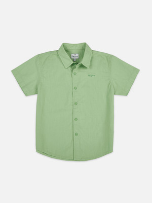 Pepe Jeans Boys Self Design Casual Green Shirt