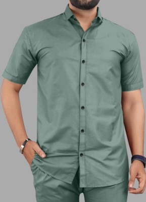 Radiance Creation Men Solid Casual Green Shirt