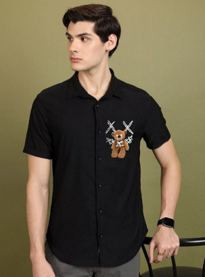 ASHIMA FAB TEX Men Solid Casual Black Shirt