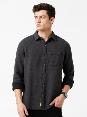 WROGN Men Solid Casual Black Shirt