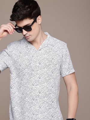 French Connection Men Printed Casual White Shirt