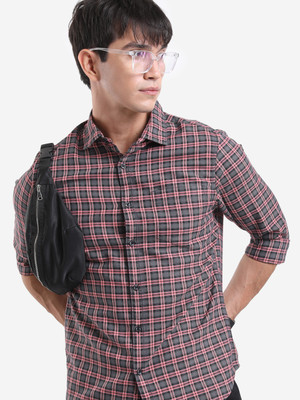 HIGHLANDER Men Checkered Casual Red, Grey Shirt