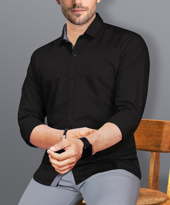 VeBNoR Men Solid Casual Black Shirt