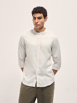 THE BEAR HOUSE Men Solid Casual Beige Shirt