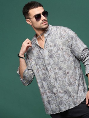 Showoff Men Floral Print Casual Grey Shirt