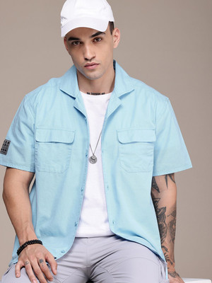 Roadster Men Solid Casual Blue Shirt