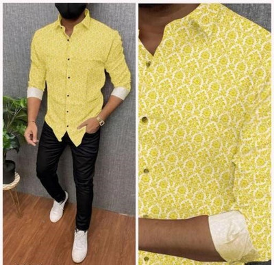 shivay Men Solid Casual Yellow Shirt