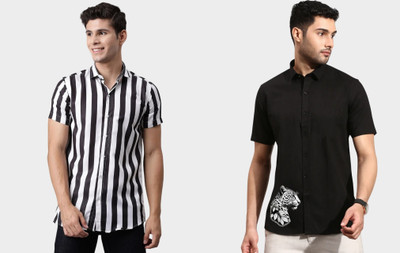 Emporium Men Printed Casual White Shirt(Pack of 2)