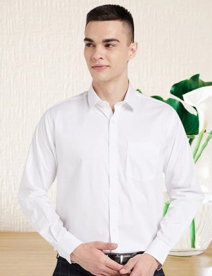 ISUEL FAB Men Solid Casual White Shirt