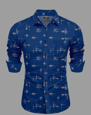 Zimli Men Printed Casual Blue Shirt