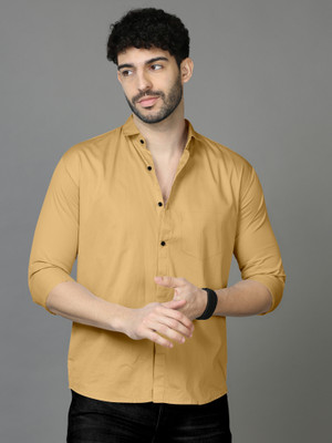 VL Creation Men Solid Casual Cream Shirt