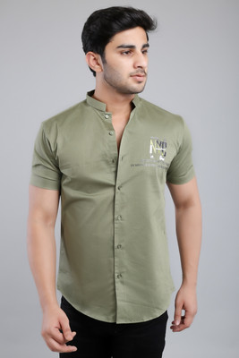 white apple jns Men Printed Casual Green Shirt