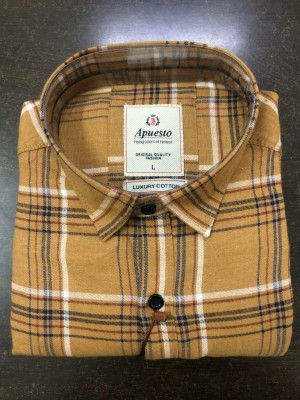 Apuesto Men Checkered Casual Brown Shirt