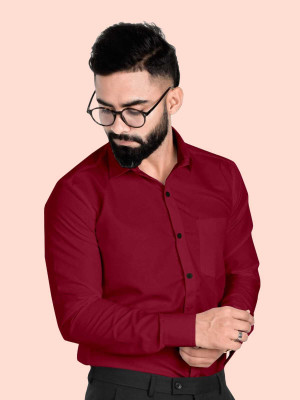 Shlvna Fashion Men Solid Formal Maroon Shirt