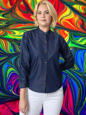 HouseOfCommon Women Solid Casual Blue Shirt