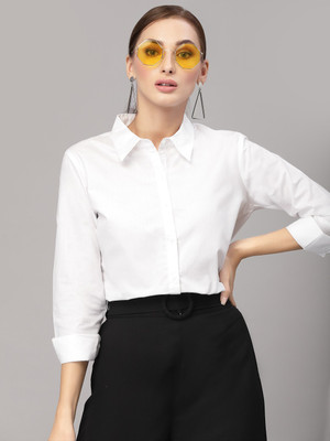 Style Quotient Women Solid Casual White Shirt