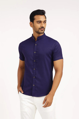 MAHIRAN Men Solid Formal Dark Blue Shirt