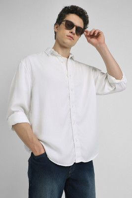 FOREVER 21 Men Solid Casual White Shirt