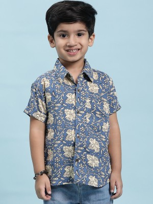 STUFFIE LAND Boys Printed Casual Light Blue Shirt