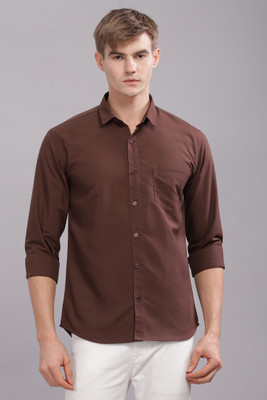 Uzmax Men Solid Formal Brown Shirt