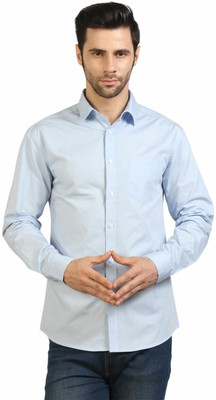 Springberry Men Solid Casual Light Blue Shirt