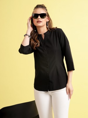 Being Naughty Women Solid Casual Black Shirt