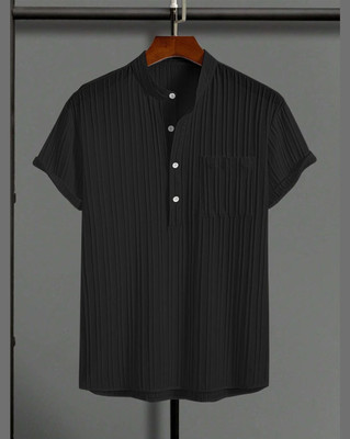METRONAUT Men Self Design Casual Black Shirt