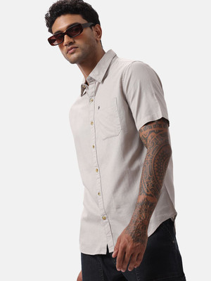 WROGN Men Solid Casual Grey Shirt