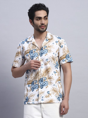 RARE CAMEL Men Floral Print Casual Khaki Shirt