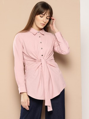 CHEMISTRY Women Solid Casual Pink Shirt