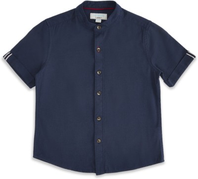 Pantaloons Junior Boys Solid Casual Dark Blue Shirt