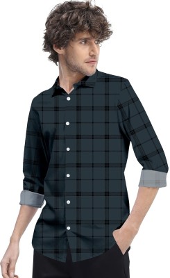 TANISHA FASHION Men Checkered Casual Dark Green Shirt