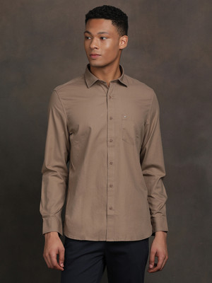 TURTLE Men Solid Casual Brown Shirt