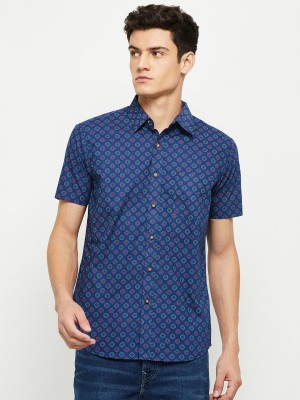 MAX Men Printed Casual Blue Shirt